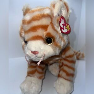 Vintage ty Beanie Buddies Amber Cat Orange Stripe Floppy Kitty Tabby Plush 1999